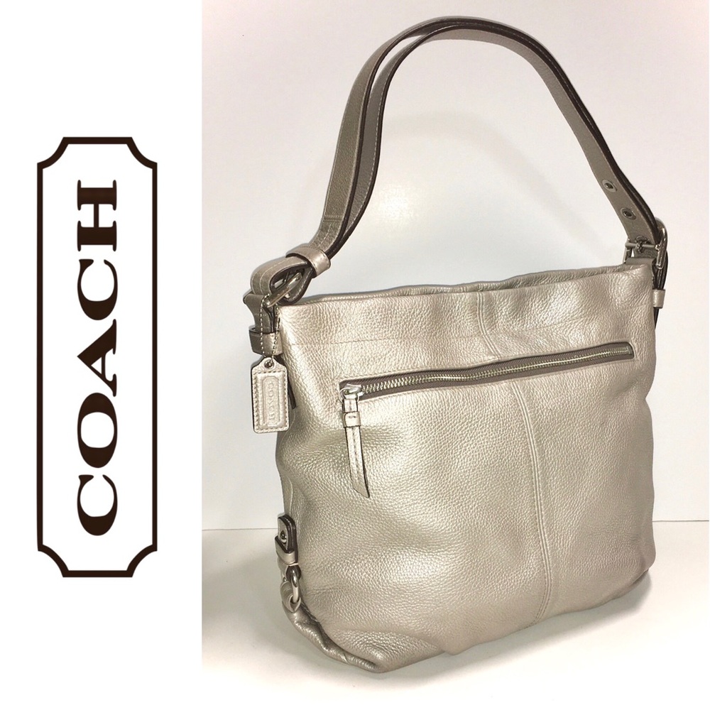 COACH metallic silver, champagne Leather Duffle